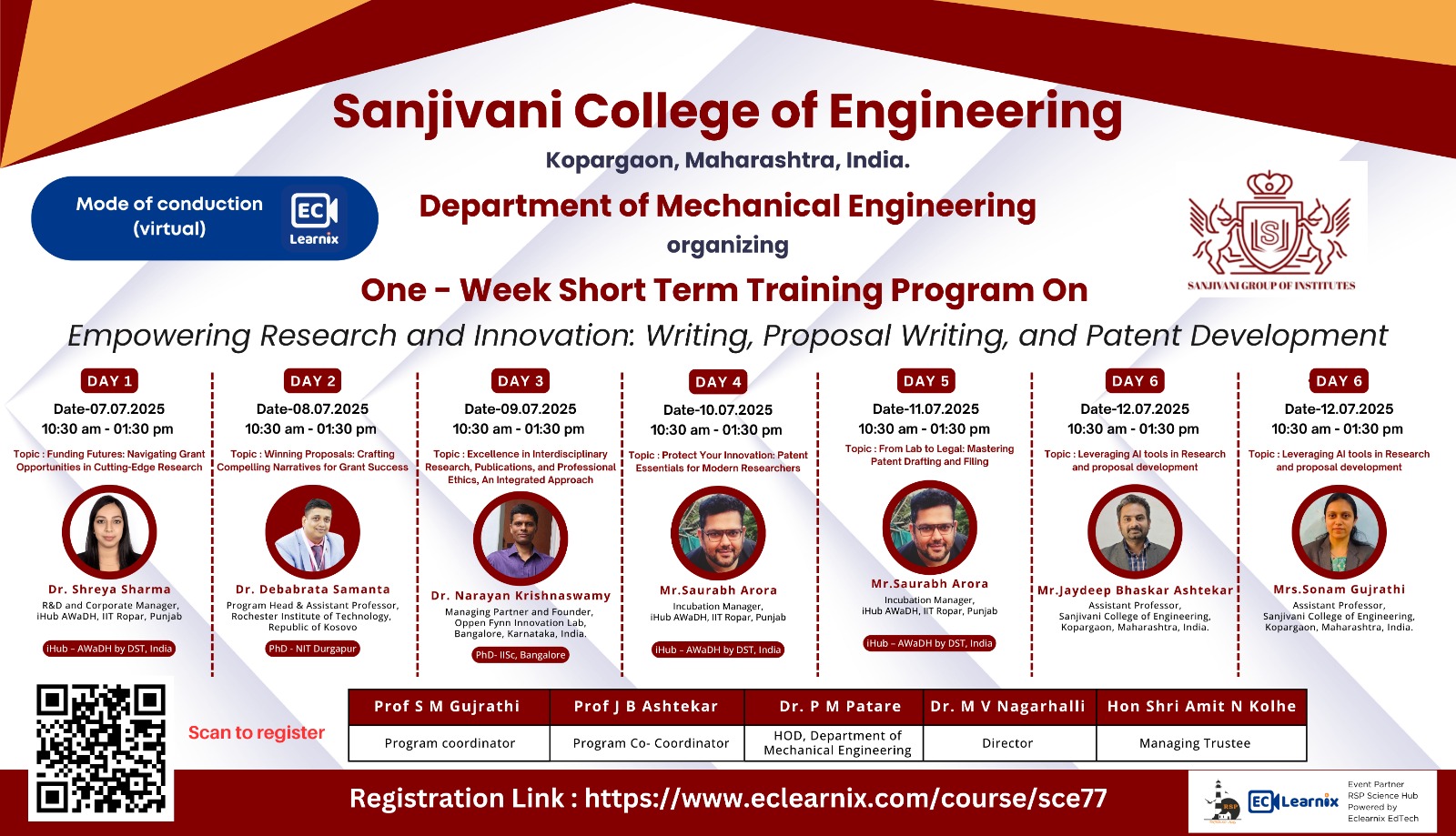 One week STTP On Empowering Research and Innovation: Writing, Proposal Writing, and Patent Development 2025